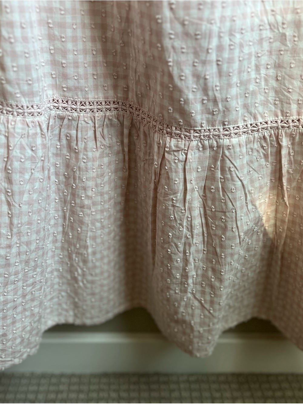 Swiss Dot Gingham Halter Maxi Dress Smocked Top Ruffle Tiered Skirt Cottagecore - Picture 4 of 10